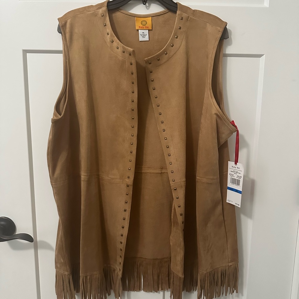 Ruby Rd. Brown Fringe Vest